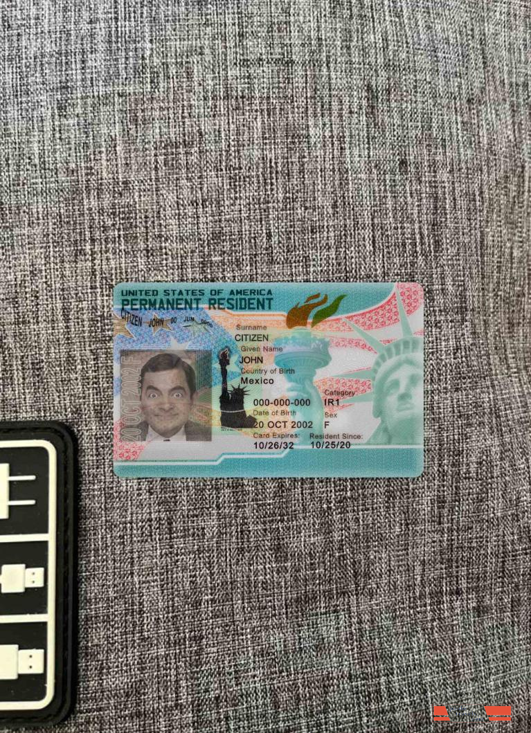 USA new green card, permanent resident 2023 photolook FRONT PSD template